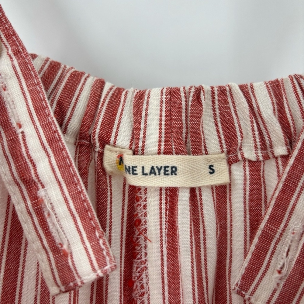 Marine Layer Wide Leg Cropped Jumpsuit Red Ivory Striped Size Small - Picture 4 of 10